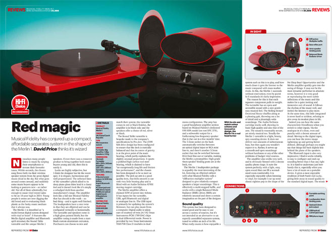 Hi-Fi Choice Magazine Declares Merlin System "A Real Head-Turner"